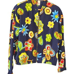 Kensington Square Floral Print Women's Jacket Vintage Large Bomber